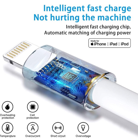 Lightning to USB Cable, 1m, Charging Compatible With iPhone/Apple/14/13/12/12 - Picture 2 of 7